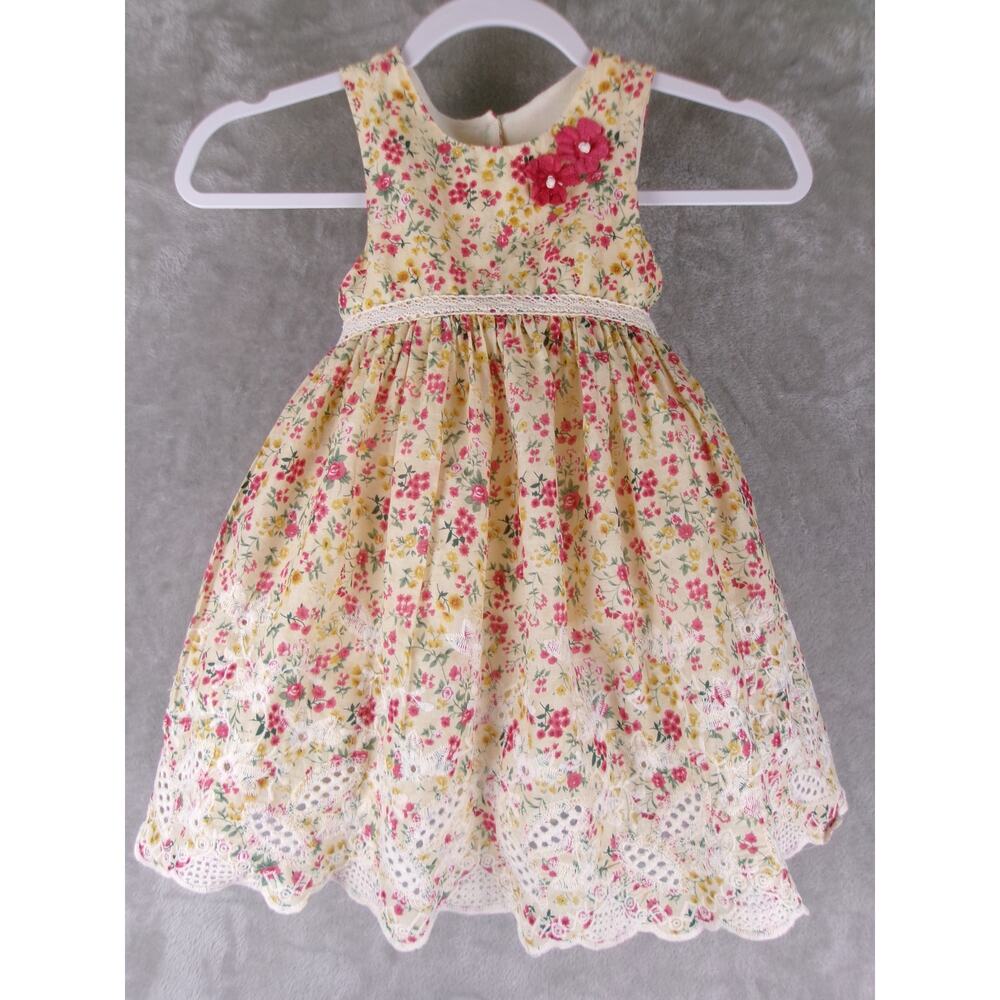 Laura Ashley Girls Size 5 Floral Lace Dress Cottagecore Vintage Style Full Skirt